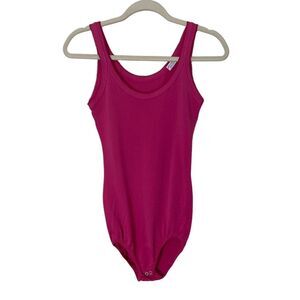60s 70s true vintage Danskin pink nylon leotard bodysuit top women's medium
